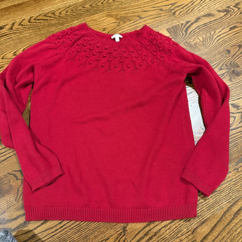 Talbots Sweater Women's Small Red Long Sleeve 100% Cotton